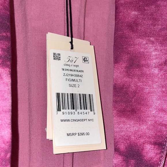 BLOW OUT SALE !!!! CINQ A SEPT TYE DYE KHLOE BLAZER PINK MAGENTA - Picture 8 of 8